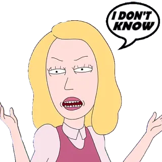👐 1350e02b Beth Smith Rick and Morty I DON'T KNOW cartoon, tv show, adult animation, comedy, science fiction telegram sticker