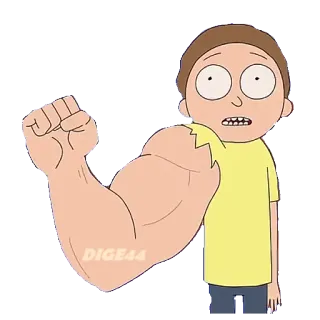 💪 15337bc7 Morty Rick and Morty DIGE44 cartoon, rick and morty, morty, muscles, strong, funny telegram sticker