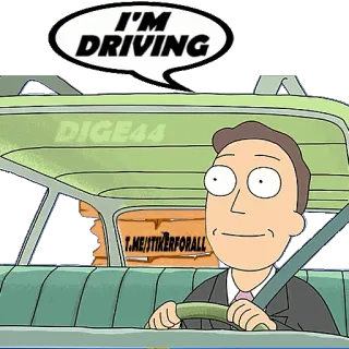 🚗 7242d847 I'M DRIVING driving, car, cartoon, humor telegram sticker