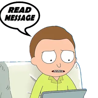✉ 72452d51 Morty Rick and Morty READ MESSAGE cartoon, tv show, animation, reading, message telegram sticker