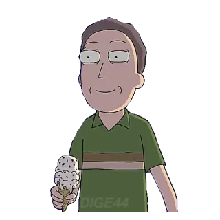 🍦 d4ed90b5 Jerry Smith Rick and Morty cartoon, adult animation, comedy, character, ice cream telegram sticker