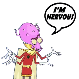 😒 dba6d753 Glootie Rick and Morty I'M NERVOUS rick and morty, glootie, nervous, cartoon, alien telegram sticker