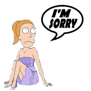 😢 dfc3da62 Summer Smith Rick and Morty I'M SORRY cartoon, apology, sorry, animated, tv show, adult animation, rick and morty telegram sticker