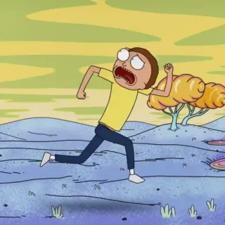 🛸 34bae343 Morty Rick and Morty 만화, 애니메이션, 달리기, 겁먹은, 모티 스미스 telegram sticker