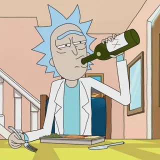 🛸 cfc0c403 Rick Sanchez Rick and Morty 릭 산체스, 술, 와인, 만화, adult swim telegram sticker
