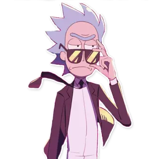 😎 077afe3f Rick Sanchez Rick and Morty Rick et Morty, Dessin animé, Adult Swim, Science-fiction, Animé, Rick, Lunettes de soleil telegram sticker