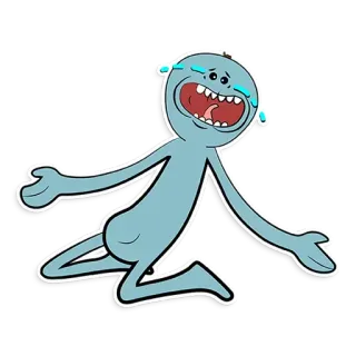 😭 d128dd88 Mr. Meeseeks Rick and Morty Mr. Meeseeks, Rick et Morty, dessin animé, animé, pleurer, personnage bleu, série TV telegram sticker
