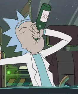 🍾 33233330 Rick Sanchez Rick and Morty Rick Sanchez, Rick and Morty, Bebendo, Desenho animado, Animação adulta, Ficção científica telegram sticker