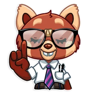 🤓 0e13c259 animal, panda-vermelho, óculos, desenho animado, personagem, furry, escritório, professor whatsapp sticker