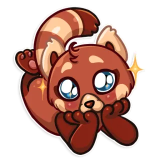 😊 1248aa68 Panda-vermelho, Animal, Fofo, Kawaii, Adesivo, Desenho animado whatsapp sticker