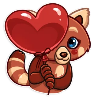❤ 613759af Panda-vermelho, Animal, Coração, Balão, Fofo, Dia dos Namorados, Amor whatsapp sticker