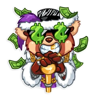 🤑 7bbdc95f animal, dinheiro, dólar, rico, desenho, adesivo whatsapp sticker