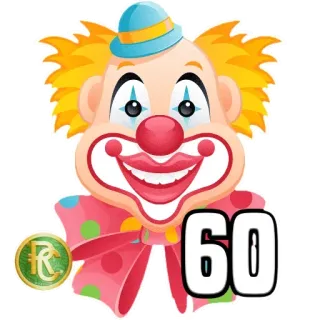 6️⃣ af7cd9e7 60 Clown, Dessin animé, Nombre, Spectacle, Divertissement, Fête telegram sticker