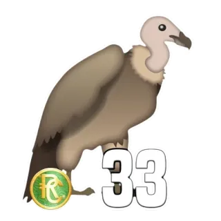 👼 b23b54f2 33 vautour, numéro 33, oiseau, emoji, animal telegram sticker