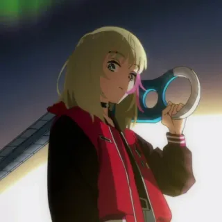 🍒 48bfc04a anime, girl, character, jacket, sword telegram sticker