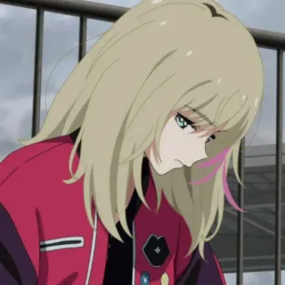 🍒 8eaec3bb anime, girl, blonde, jacket, sad telegram sticker