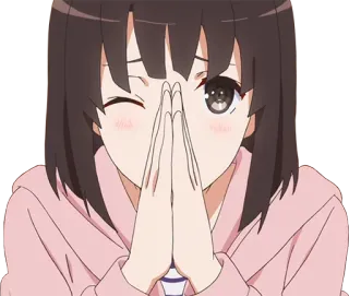 🙏 08d9cea0 Anime, Ragazza, Occhiolino, Carino, Kawaii whatsapp sticker