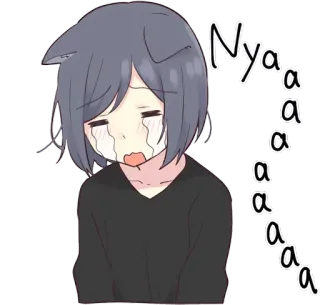 😭 6ba9c0bc Nyaaaaa anime, piangere, triste, gatto, miao, manga whatsapp sticker