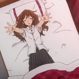 😴 89d37dc6 anime, ragazza, dormire, letto, dormire whatsapp sticker