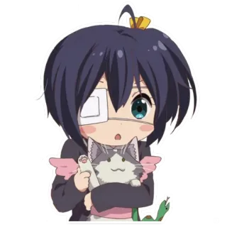 😺 f8b6eb54 Rikka Takanashi Love, Chunibyo & Other Delusions! Anime, Stiker, Kawaii, Lucu, Chibi, Penutup mata telegram sticker