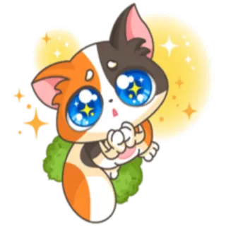 🙏 1d3b5a93 кот, милый, каваий, котёнок, животное, блестки, мультик, большие глаза whatsapp sticker