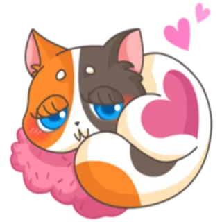 ❤ 771ef708 кот, животное, мультфильм, милый, каваи, сердце, любовь, наклейка whatsapp sticker