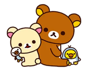 🐻 26727edf Rilakkuma Rilakkuma, Korilakkuma, Kiiroitori, ours, poulet, San-X, mignon telegram sticker