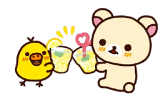 🍹 434f9cce dessin animé, canard, ours, limonade, boisson, mignon, kawaii telegram sticker
