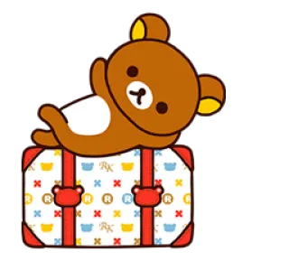 ☺️ 7c42a367 Rilakkuma ours, dessin animé, personnage, mignon, Rilakkuma, valise, kawaii telegram sticker