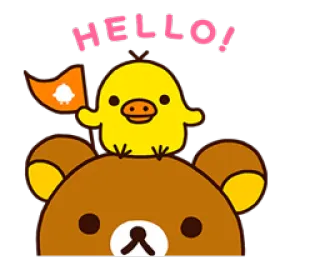 👋 8867461d HELLO! ours, poussin, mignon, salut, animal, amitié telegram sticker