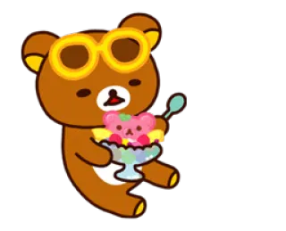 😎 d0791886 ours, dessin animé, dessert, glace, mignon, lunettes de soleil telegram sticker