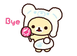 👋 dfee215d Bye ours, mignon, sucette, au revoir, kawaii, animation telegram sticker