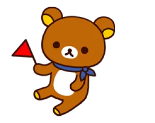 ♦ e863624e Rilakkuma ours, dessin animé, mignon, kawaii, Rilakkuma, animal, drapeau rouge telegram sticker