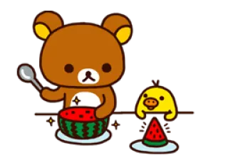 🐻 f65aac40 ours, canard, pastèque, nourriture, mignon, dessert telegram sticker