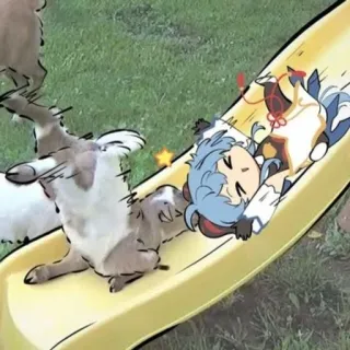 💭 48392fbc Ganyu Genshin Impact อนิเมะ, เกม, แพะ, สไลด์, Ganyu, Genshin Impact telegram sticker