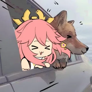 💭 907584d6 Yae Miko Genshin Impact อนิเมะ, สุนัข, การ์ตูน, รถ, สติกเกอร์, น่ารัก, ยาเอะ มิโกะ, เก็นชิน อิมแพ็ค telegram sticker