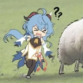 💭 a3b50493 Ganyu Genshin Impact อนิเมะ, การ์ตูน, กานยู, เก็นชิน อิมแพ็กต์, แกะ, เครื่องหมายคำถาม, สับสน telegram sticker