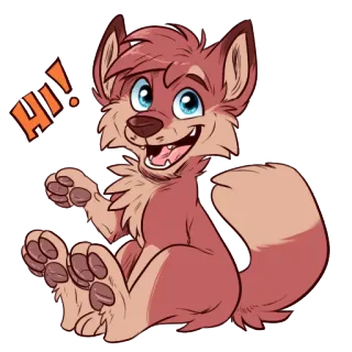 😀 0839e764 Hi! fuchs, tier, fell, cartoon, hallo, gruß whatsapp sticker