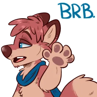 👋 1d28448e BRB Fellwesen, Tier, Cartoon, Welle, Bin gleich wieder da whatsapp sticker