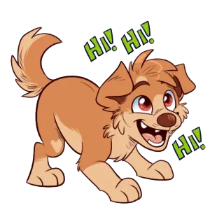 😀 4409648d Hi! Hi! Hi! Hund, Welpe, Cartoon, glücklich, Tier whatsapp sticker