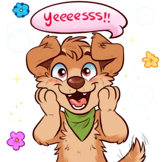 😃 44e7a6c8 yeeesss!! Hund, süß, glücklich, funkeln, Cartoon whatsapp sticker