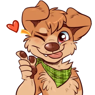 😉 6ecc5764 Hund, Tier, Cartoon, Herz, Zwinkern whatsapp sticker