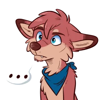 😶 72cbed12 ... Tier, Fell, Fuchs, Cartoon, Denken, Frage whatsapp sticker