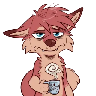 😑 c9a7c1a1 I <3 Morning fuchs, morgen, kaffee, verschlafen, süß, tier whatsapp sticker