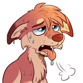 😩 ec8b7123 Hund, erschöpft, verschwitzt, Cartoon, fell whatsapp sticker