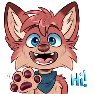 😃 7f945ffa Hi! dessin animé, animal, poilu, amical, salutation telegram sticker