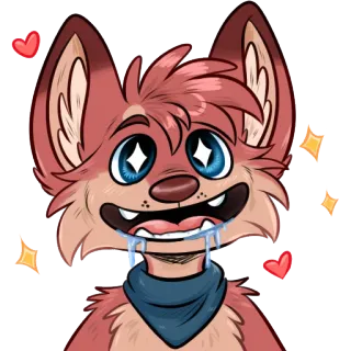 🤤 81746a15 furry, mignon, dessin animé, animal, joyeux, yeux brillants, bave telegram sticker