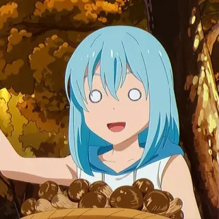 💙 4cdc8e78 anime, tóc xanh, ngạc nhiên, nấm, dễ thương telegram sticker