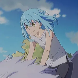 💙 6a479ecd Rimuru Tempest That Time I Got Reincarnated as a Slime Anime, Isekai, Slime, Tóc xanh, Dễ thương, Fantasy telegram sticker