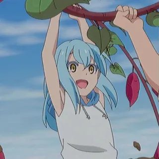 💙 8d027de3 anime, cô gái, tóc xanh, dễ thương, trẻ em telegram sticker